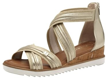 Tamaris Sandales compensées pour femme 1-28701-44 - Doré clair - 41 EU, Or clair., 41 EU