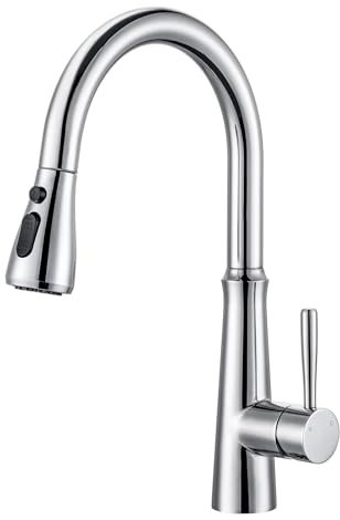 iVIGA Robinet Cuisine, Douchette Extensible Mitigeur,360° d'Évier à Arc Élevé Haute Pression Pulvérisateur 2 Modes de jet d'eau,Chrome