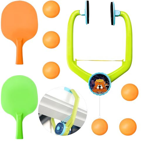 Tür-Pingpong-Spiel Über Der Tür, Hängender Tischtennis Trainer Kinder Set, Door Ping Pong Game mit Schläger und Bälle, Verstellbarer Hängendes Tischtennis, Pingpong-Trainer, für Übungs Familienspiele