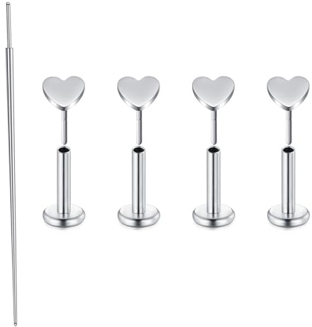 MODRSA Piercing Tragus/Labbra 20G Argento Cuore Piercing Tragus Piercing Orecchio Senza Filettatura, Gioielli Piercing per Cartilagine 6MM