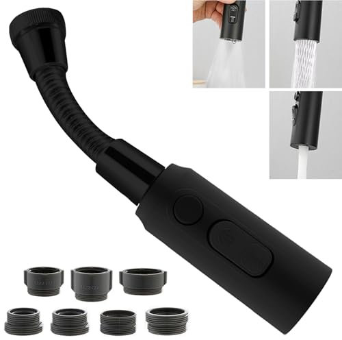 Rallonge Mousseur Robinet, Noir Douchette evier Cuisine avec Tuyau, M24/22 Embout Robinet Cuisine, Economiseur D'eau pour Robinet, Extension Brise Jet Robinet, Prolongé Filtre Robinet avec Adaptateur
