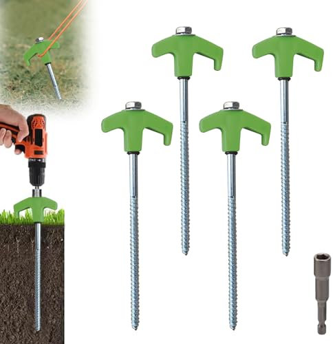 Shunfaji Schraubheringe Mit Gewinde Camping Zubehör 4 Stück Edelstahl Zeltheringe Erdnägel Stabil Outdoor Zeltzubehör für Camping Familienausflüge und Outdoor-Aktivitäten (C)