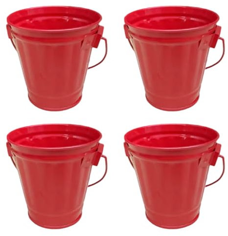 Confezione da 4 secchi colorati da giardino adatti per piantare e organizzare la casa composizioni floreali, secchi in metallo con manici