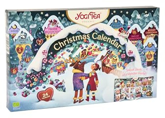Yogi Tea Adventskalender zum Aufklappen, 2025, Bio-Kräutertee, 24 Tee-Varianten mit 24 Weisheiten, 24 Teebeutel, ideal als Geschenk ohne Schokolade