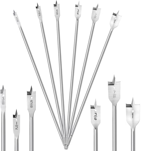 Treela 6 Pcs 16 Extra Long Spade Drill Bit Set, Wood Paddle Flat Drill Bit