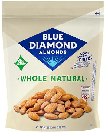 Blue Diamond Almonds Whole Natural Raw Snack Nuts, 25 Oz Resealable Bag (Pack of 1)