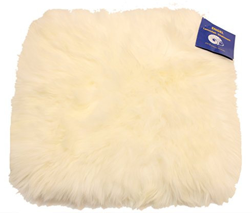 Reissner Lammfelle | DIANA-35-WEI | Sitzauflage | Echtes Schaffell | hochwollig | Seiten eingefasst | Rückseite mit Stoff abgefüttert | quadratisch | 35x35cm Weiss