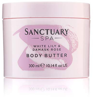 Sanctuary Spa Body Butter, White Lily & Damask Rose Body Moisturiser with Shea Butter, Vegan and Cruelty Free 300 ml