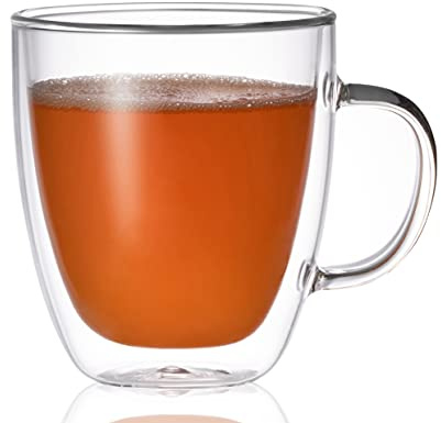 BothEarn Double Wall Glass Coffee Mug - 19 Ounce (560 ml) Insulated Clear Latte Cup with Handle, Great for Espresso Cappuccino and Juice