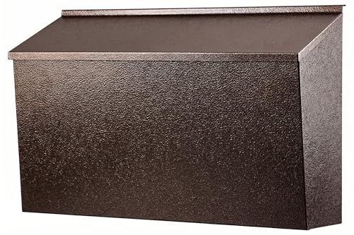 KYODOLED Wall-Mount Mailbox, Large Capacity Mail Box, Galvanized Steel Rust-Proof Metal Post Box, Mailboxes for Outside,15.7x9.9x4.9 Bronze