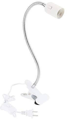 RTNLIT E26/E27 Clip Desk Lamp Holder, Clamp Lamp Fixture with On/Off Switch, Flexible Gooseneck Light Bulb Socket for Reptiles, Aquarium, Desk, Grow Light, 4.1Ft Cable
