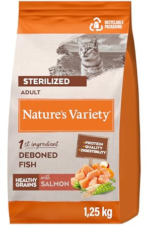 Nature's Variety Healthy Grains Croquettes pour Chats Stérilisés - Saumon Norvégien - 1,25kg