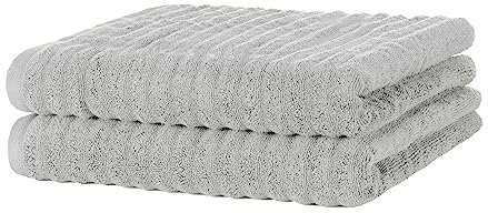 Merana Oslo Handtuch Set | schnelltrocknend, weich & fusselfrei | Frottier Luxus Qualität | 100% Baumwolle Frottee | Oeko-TEX | 590 GSM | Badetuch & Duschtuch | Hellgrau (2 x Duschtücher 70x140cm)