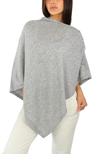 Win's Poncho en cachemire mélangé pour femmes - Fabriqué en Italie (Gris)