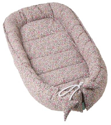 molis&co - Babynest - 100% Baumwolle (Oeko-TEX) - Babynestchen Neugeborene - Ideal als Reisebett, Kuschelnest Geeignet & Cradle Reducer - 90 x 50 cm - Peony