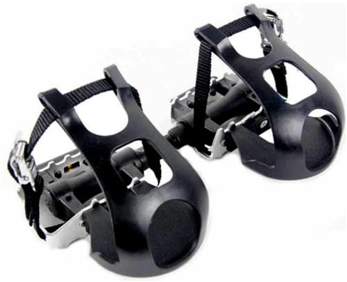 3T6B Pedale mit Riemen,Mountainbike Pedale Fahrradpedale mit Zehenclip-Riemen,MTB Bike Bicycle Toe Clips Cage mit Reflektoren,für Outdoor-Fixie-Mountainbikes, Rennrad und Indoor