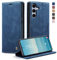 KZB Coque pour Samsung Galaxy S25 5G Etui Premium Housse en Cuir Pochette Protection Portefeuille Rabat Clapet Case Porte Carte Magnétique Flip Étui pour Samsung Galaxy S25 - Bleu