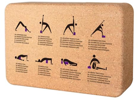 NEXROLA Yogaklotz Set-1 Pack aus 100% Naturkork (22x14x14 cm) - Rutschfeste & Stabile Yogablöcke für Anfänger und Fortgeschrittene - Ideal für Yoga, Pilates und Meditation