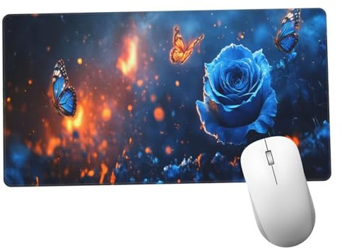 Rosa Alfombrilla Ratón 1400x600x3mm Alfombrilla Raton XXL con Base de Goma Antideslizante, Accesorios Gaming Mariposa, Ordenador Gamer Regalos, Mouse Pad Gaming Mejora La Precisión Y La Velocida Y494