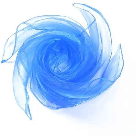 YKAFADE 20 paños cuadrados de 60 x 60 cm para hacer malabares de seda, para hacer malabares, bufandas de danza, para herramientas sensoriales, guardería, espectáculos infantiles, color azul