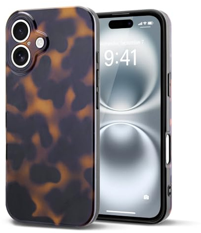 Teageo for Amber Leopard Print Case for iPhone 16, Slim Fashion Shockproof Protective Cover with Camera Protection Stylish Girls Women Case for iPhone 16, Yellow Amber Leopard Print