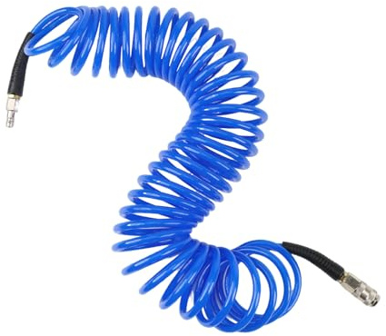 ANOMM Tubo Aria Compressa Spirale 10 Metri, 9.5mm OD 6mm ID, Tubo Flessibile Spiralato per Aria Compressa, Tubo Pneumatico con Attacco Rapido, Blu