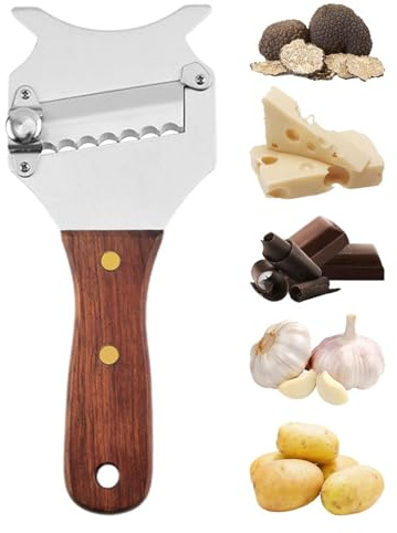 Chese Shaver, rallador de trufa de queso con mango de madera - herramientas de cocina seguras para lavavajillas y ajustables para trufa de chocolate, verduras