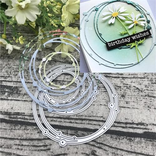 Runder Kreis Metall Stanzschablone Set, Matrices de découpe pour scrapbooking, Scrapbooking Prägeschablonen Stanzschablone Set, Cutting Dies für DIY Kartenbasteln Grußkarten Geschenkverpackung
