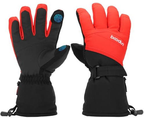HXDSUP Winter Gloves, Ski Gloves, Cycling Gloves Waterproof Warm Touch Screen Gloves for & Women, Suitable for Riding, Running, Motorcycle, Hiking, Cycling (Black and Red, XL)