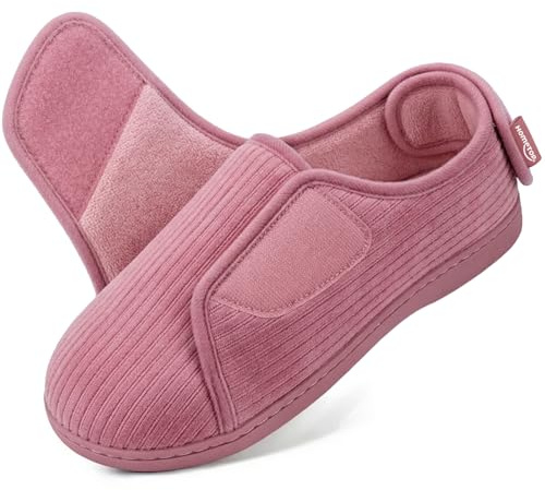 HomeTop Women's Adjustable Slippers Closed-back Amour Pink,6 UK