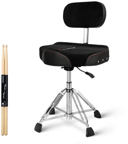 STRICH Drum Throne with Backrest, Hydraulic Saddle Drum Stool