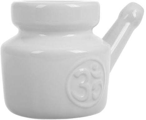 LOORGVEL Ceramic Nasal Irrigation Pot Easy to Use and Safe Sinus Cleaner 350ml Elegant White Ceramic Wash Bottle for Adults for Yoga and Seasonal Changes