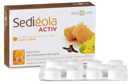 BIOS LINE - Apix Propoli Sedigola Activ Limone con Propoli Semi di Pompelmo Agrimonia Mirra e Radice di Altea, Sollievo per Gola Irritata Senza Zuccheri 20 Pastiglie