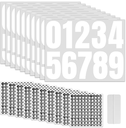 Lot de 10 feuilles d'autocollants numérotés de 10 cm - Chiffres adhésifs de 0 à 9 et 10 feuilles de chiffres autocollants de 1 cm - Pour boîte aux lettres, numéro de maison, boîte aux lettres, boîte