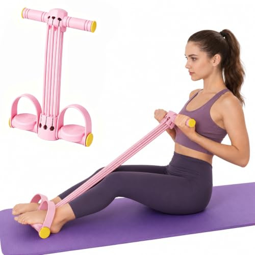 xolear Ajustable Bandas de Resistencia con Manijas, Banda Elástica con Antideslizante Pedal, 6 Tubos Cuerda Elástica de Tracción Multifunción para Estiramientos Adelgazamiento y Yoga