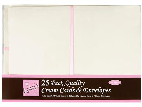 Anita's Plain, Blank Cards & Envelopes, A4, White, Pack of 4, for Home, Wedding, Birthday, Christmas, Thank You, Art & Craft, Scrapbooking Supplies, Baby Shower, Card Making