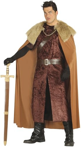 FIESTAS GUIRCA | Costume Signore delle Terre Alte (52-54/L) - Mantello, Cintura e Tunica - Costumi Medievali e da Film per Halloween, Carnevale e Feste in Maschera - Ideale per Uomo Adulto - Marrone