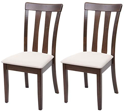 Juego de 2 sillas de comedor HWC-G46, silla de cocina, tela/textil de madera maciza, estructura oscura, beige