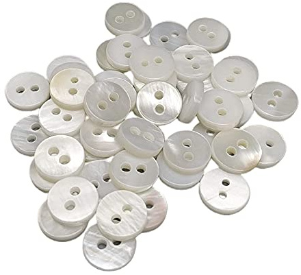BOTIBOTON - Lot de 50 boutons en nacre blanc (River)- coudre pour mercerie, bouton petit blancs pour chemise - 6 mesures - Fabriqués et expédiés d'Espagne - mm