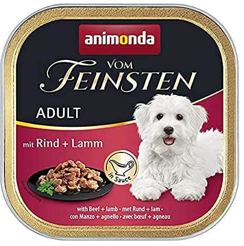 Nourriture pour Chien Humide avec bœuf + Agneau en Sauce (22 x 150 g), Nourriture pour Chien sans céréales ni Sucre d'animonda, ingrédients Frais et charnels