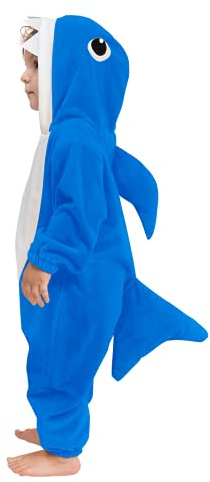 HSCTEK Shark Baby Costume, Infant Newborn Animal Onesie Cosplay Boys Girls, Halloween Pajamas Clothes Toddler Kids Child Blue, 12-18 Months