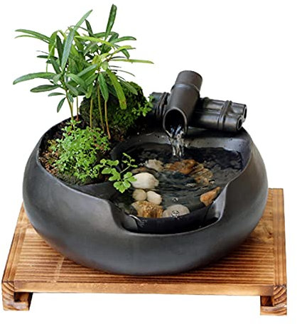 zlw-shop Fontaine d'intérieur Tabletop Fountain Waterfall Desktop Ordinateur Électrique Fontaine Décor Intérieur Extérieur Portable Tabletop Décoratif Zen Méditation Cascade Fontaine à Eau de Table