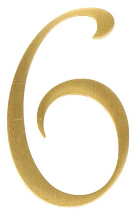 Zayookey Letrero de números de casa de latón macizo de 2 pulgadas, números de dirección del hogar, números de buzón 3D para puerta de habitación de hotel, placa de calle (número de puerta 6)