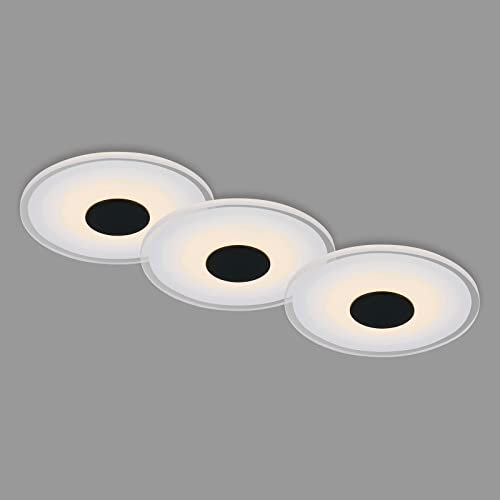 BRILONER Leuchten - 3er Set LED Einbauleuchten Decke, 650 Lumen Einbaulampen, LED Einbaustrahler Bad, Badeinbaustrahler IP44, Schwarz, 120x36 mm (DxH)