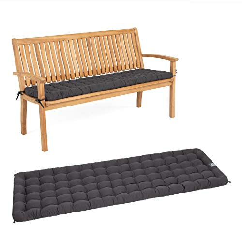 HAVE A SEAT Living - Gartenbank Auflage 120 cm - Bequeme Bankauflage Outdoor, 7 cm Dick - Waschbar bis 95°C, Orthopädisch, Wetterfest - Made in Germany (120x48 cm, Grau/Anthrazit)