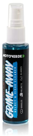 Motoverde Grime Away, Helmet, Visor And Goggle Cleaner, 75ml - Visor Cleaner and Glasses Cleaner - Use on Cycling Glasses, Motorcycle Helmet, Motocross Goggles - Streak Free, Pocket Sized