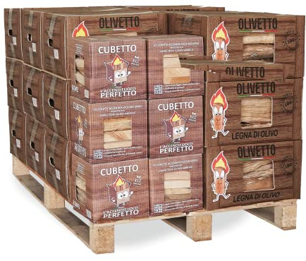 Legna da ardere di olivo + Legnetti accendifuoco (Olivetto + Cubetto) (21+6)
