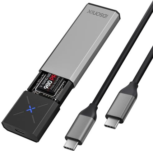 iDsonix M.2 NVMe PCIe SSD Gehäuse Adapter[Werkzeugfrei][Aluminium], USB C 3.2 Gen 2 10Gbps NVMe PCIe Externes Gehäuse, Unterstützt M-Key/B+M Key, mit UASP Trim für 2230/2242/2260/2280 SSD