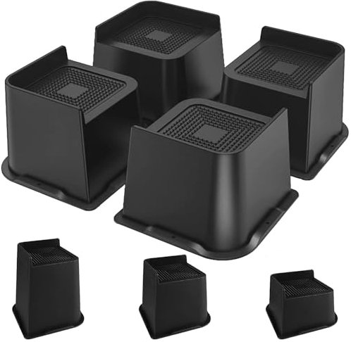 Duscdesp 4 Stück 10.2cm Möbelerhöhung, L-Form Betterhöhung Tischerhöhung Schwerlast Tischbein Verlängerung Möbel Erhöhung Möbelfüße für Schreibtisch Sofa Tisch Couch Stuhlbein Bett Füße Bed Risers