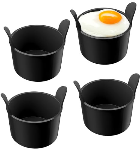 4 Pcs Air Fryer Egg Poacher, Silicone Ramekins for Air Fryer, Poached Egg Moulds Egg Poacher Cups, Microwave Egg Poachers Egg Moulds for Air Fryer, Baking Cups for Souffle Dishes, Cupcakes, Pudding